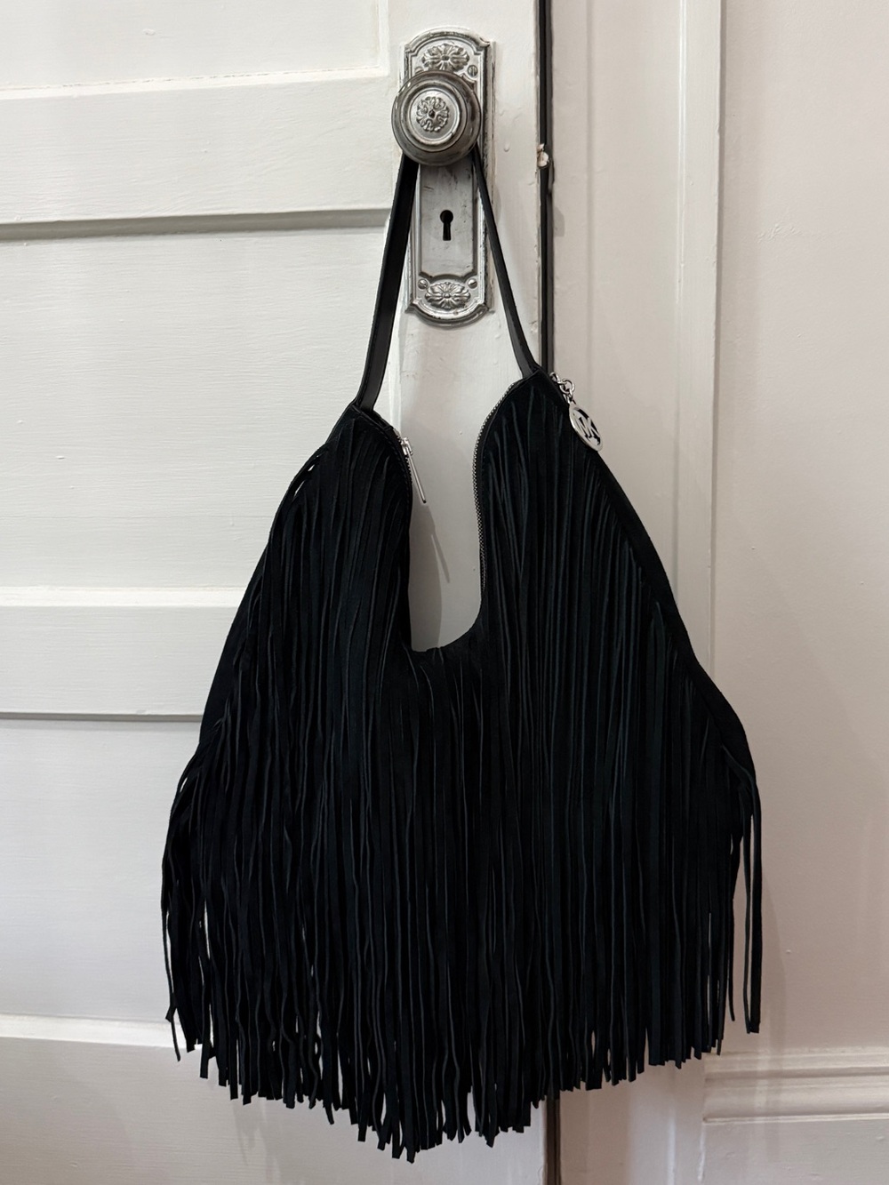 Michael Kors Suede Black Fringe Shoulder Bag